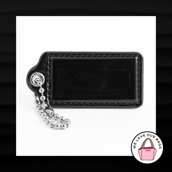 2.5" Large COACH BLACK PATENT LEATHER KEY FOB BAG CHARM KEYCHAIN HANGTAG TAG - Picture 1 of 1